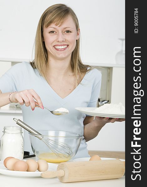 Beautiful Woman In Kitchen