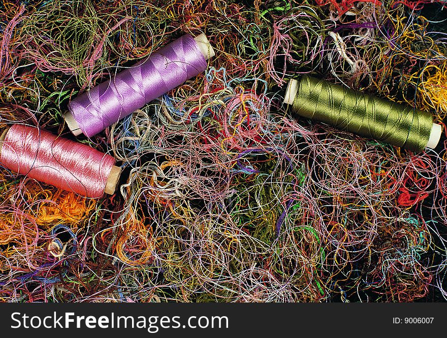 Background of color silk threads. Background of color silk threads