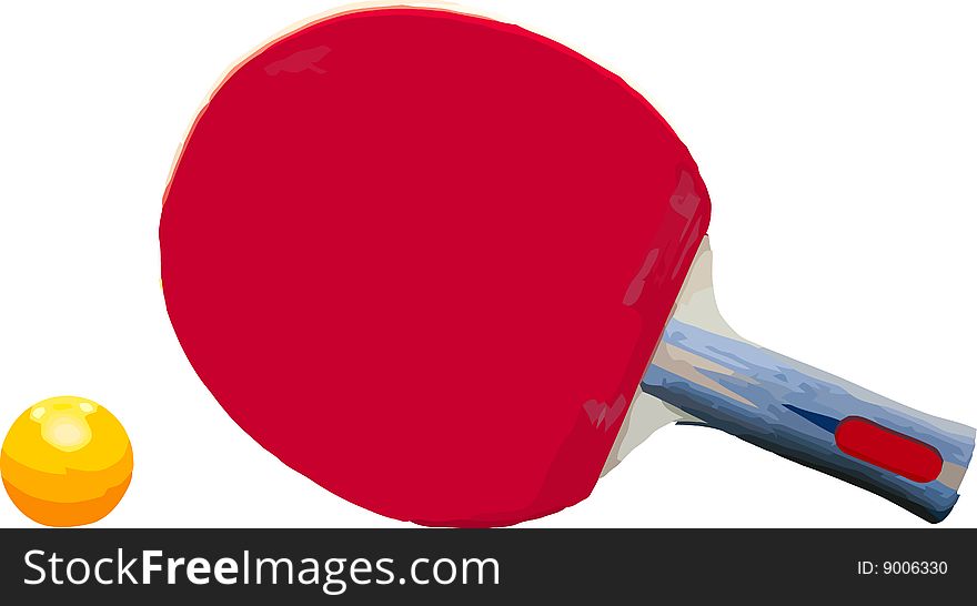 Vector ping pong racket and ball isolated