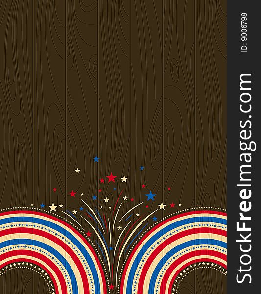 Wooden usa background with stars, vector illustration
