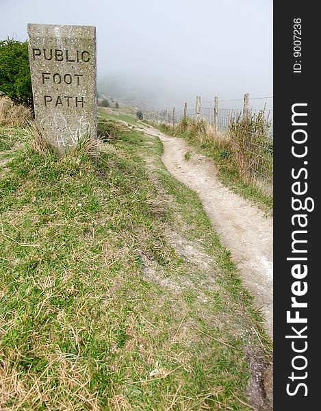 Public foot path near Dover White Cliffs, UK