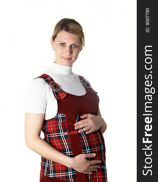 Happy pregnant woman on the isolated. Happy pregnant woman on the isolated