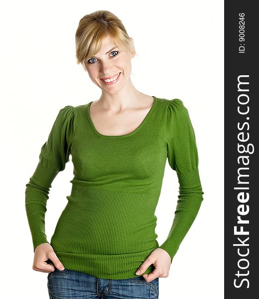 Portrait of the beautiful sexual girl in green. Portrait of the beautiful sexual girl in green