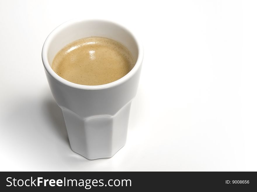 A cup of coffe on white background. A cup of coffe on white background