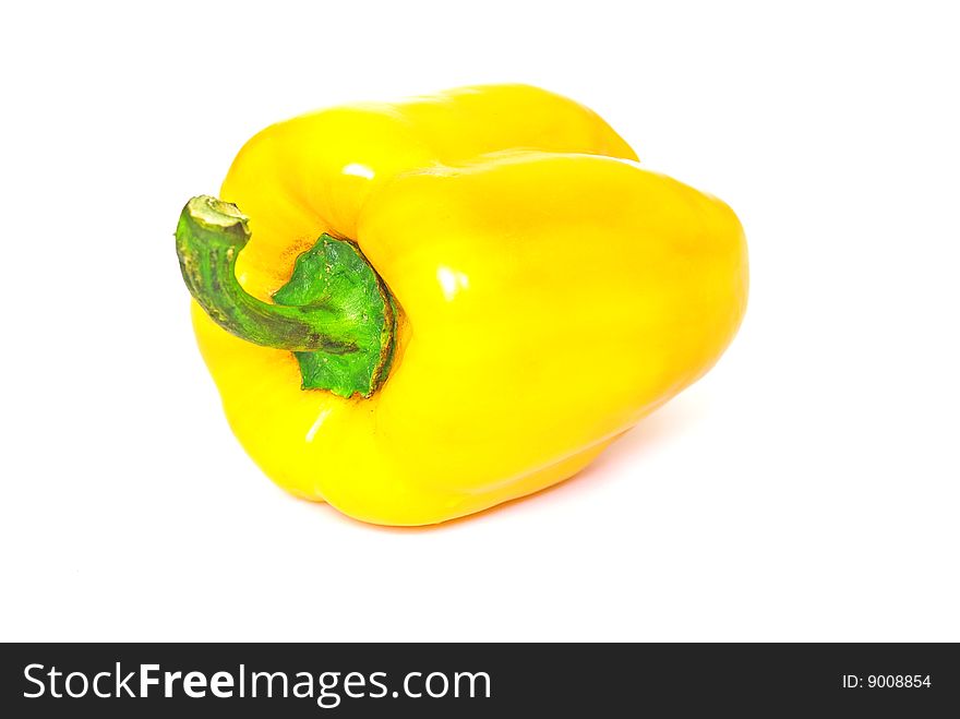 Yellow pepper on white background