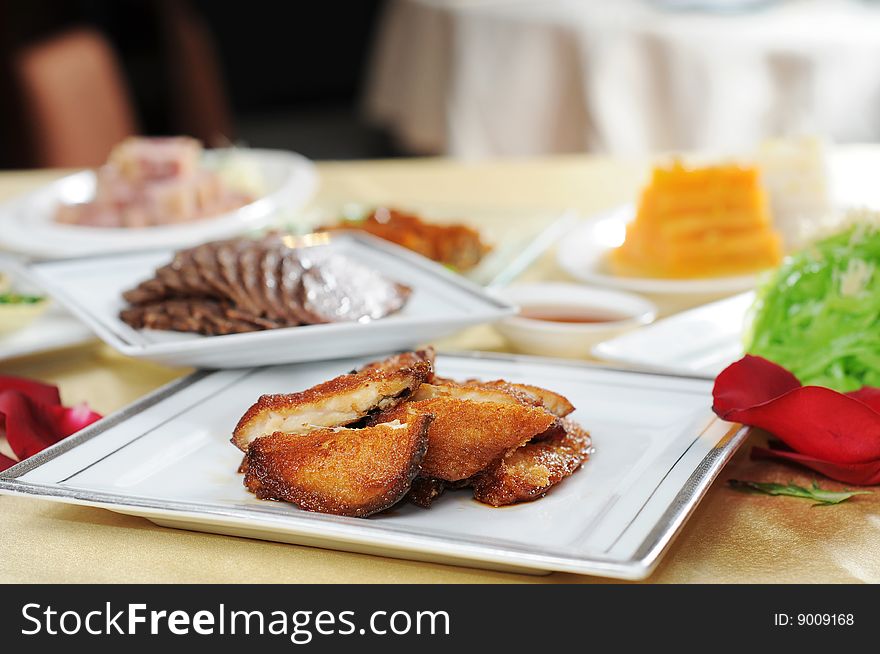 Chinese food on a table