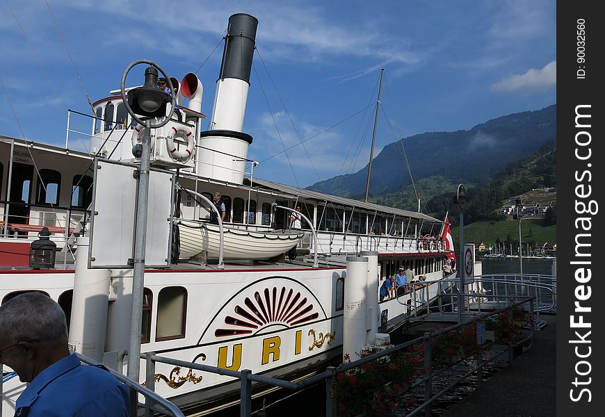 Travelling on the Lake Lucerne aboard the steam ship DS Uri