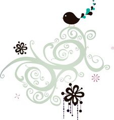 Bird And Tree Wallpaper Royalty Free Stock Photo