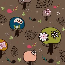 Bird And Tree Wallpaper Stock Photo