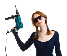 Girl With A Drill Stock Images Girl With A Drill Stock Images