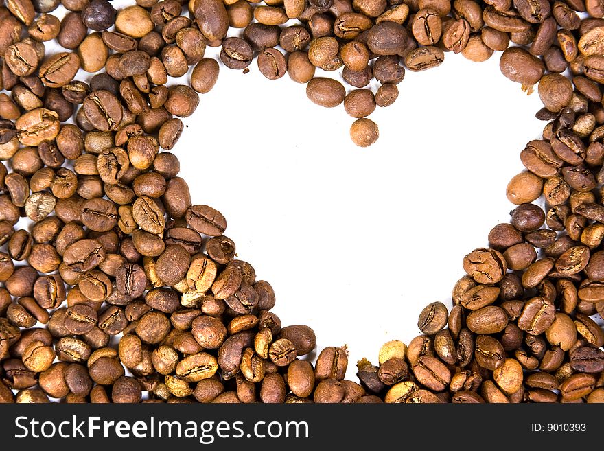 Aromatic sweet coffee in white background