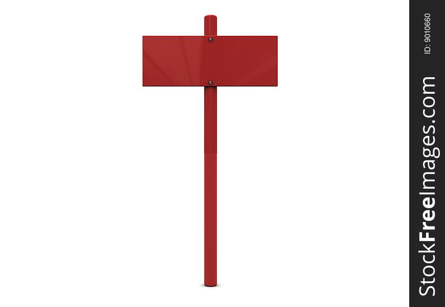 3d illustration of blank red sign over white background