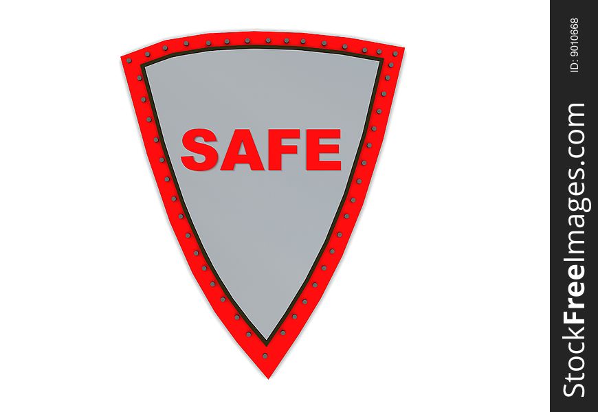 3d illustration of steel shield over white background