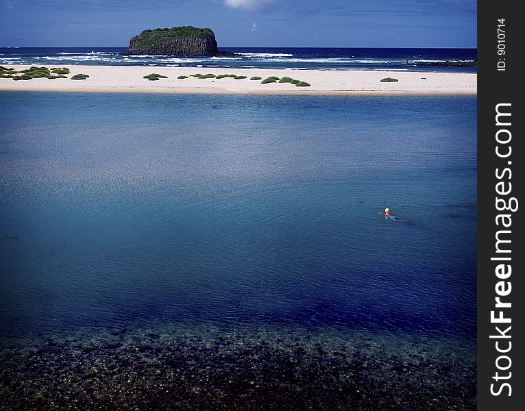 Swimmer at a nice beach in australia