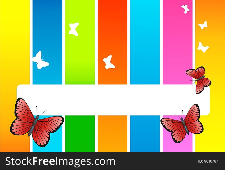 Colored background with beautiful butterflies. Colored background with beautiful butterflies