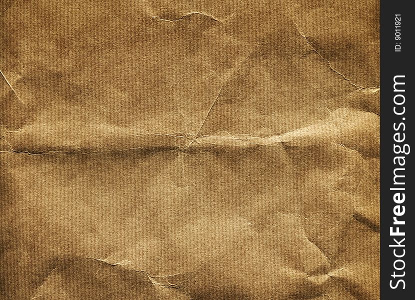 Crumpled piece of old brown paper. Crumpled piece of old brown paper.