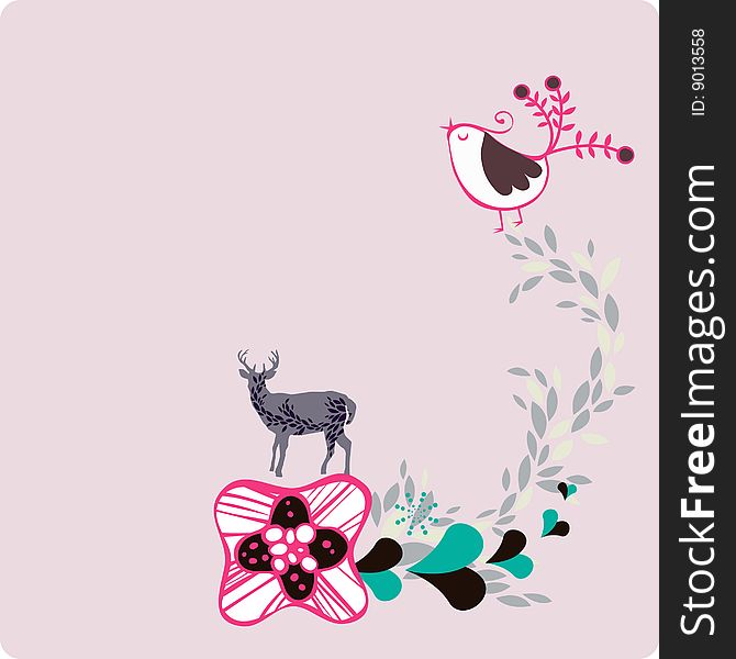 Simple animals and flora wallpaper design. Simple animals and flora wallpaper design