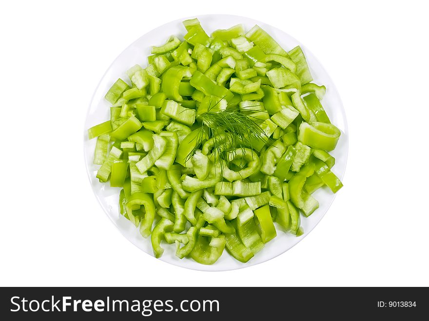 Green pepper on a plate