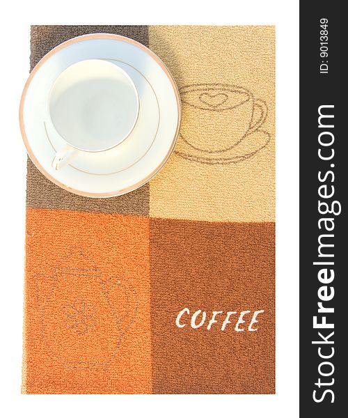 Ware for coffee on a kitchen napkin