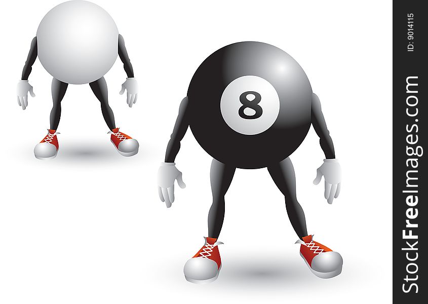 Isolated Eight Ball And Cue Ball Cartoon Character - Free Stock Images &  Photos - 9014115 