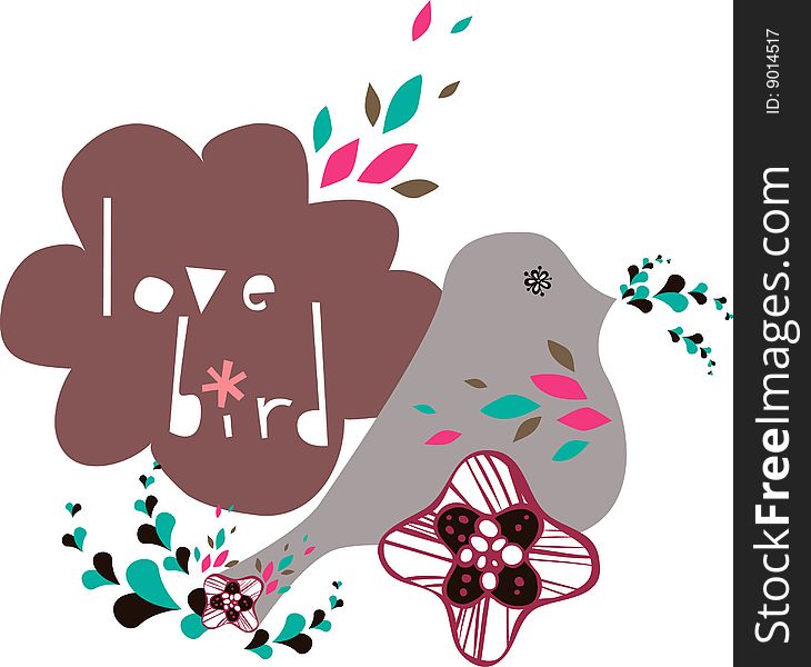Cute little bird design wallpaper