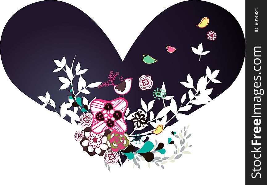 Sweet flora love shape card