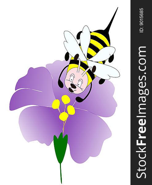 Image depicting the fantasy of flying bee on a flower