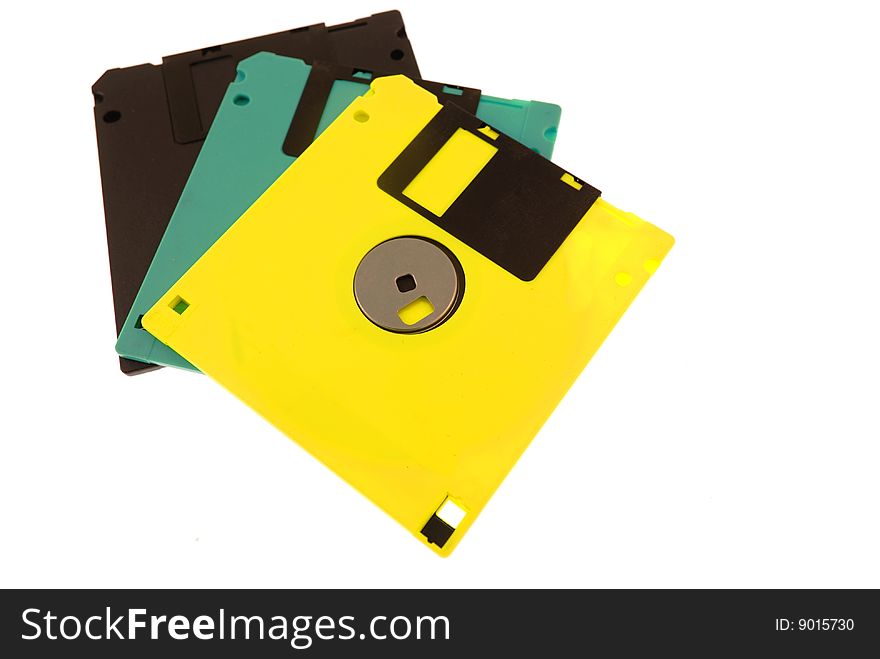 Old floppy disk on white background