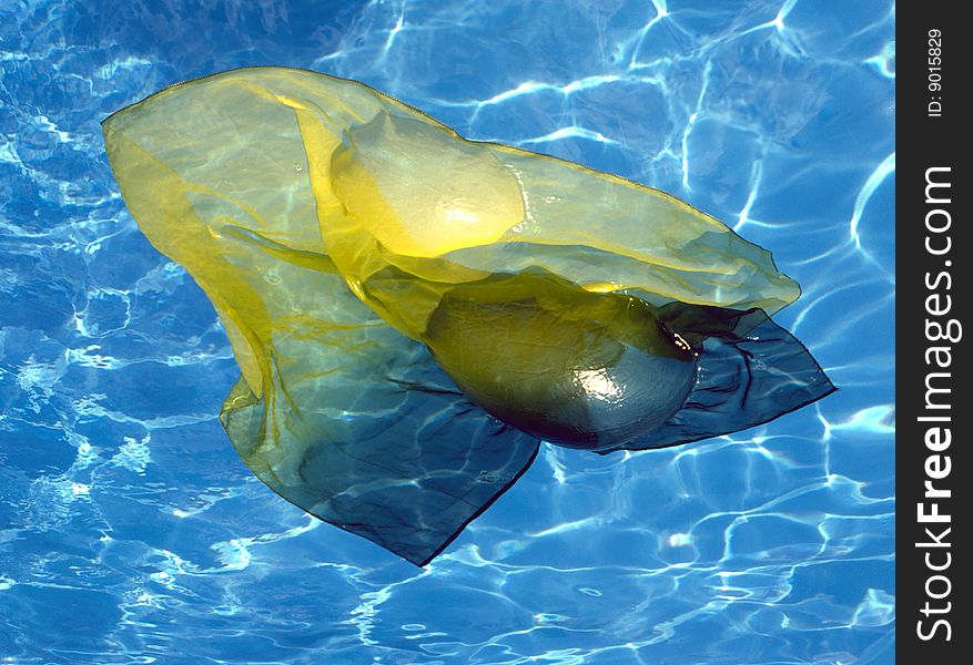 Yellow kerchief on the water. Yellow kerchief on the water