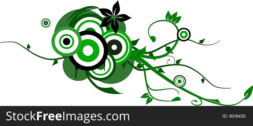 Green abstract background with circle