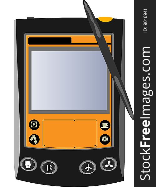 Black and orange pocket computer