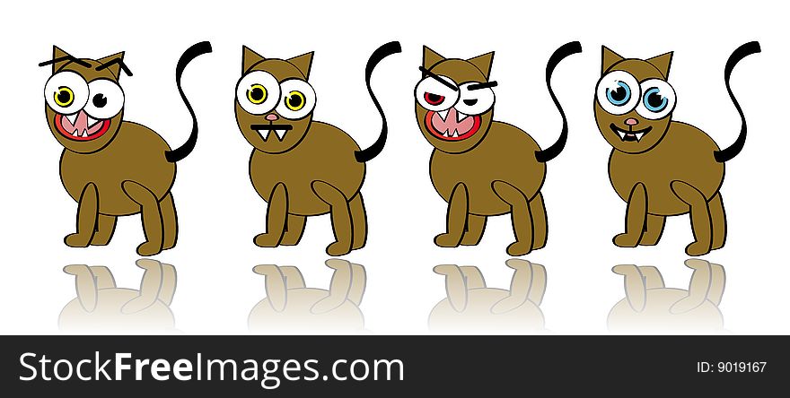 Vector Collection of Silly Cat Illustrations