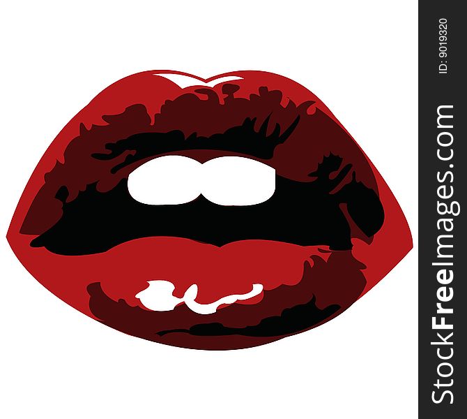 Illustrated hot red lips