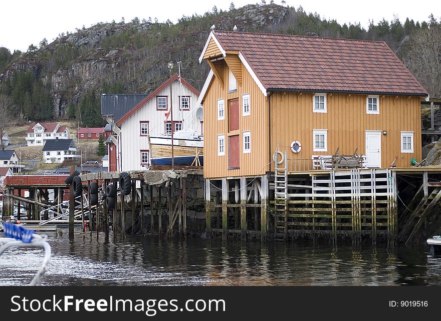 A fjord scenic, Norwegian country. A beautiful sight of Norway town