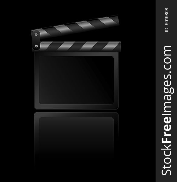 Vector illustration of clapboard isolated on black