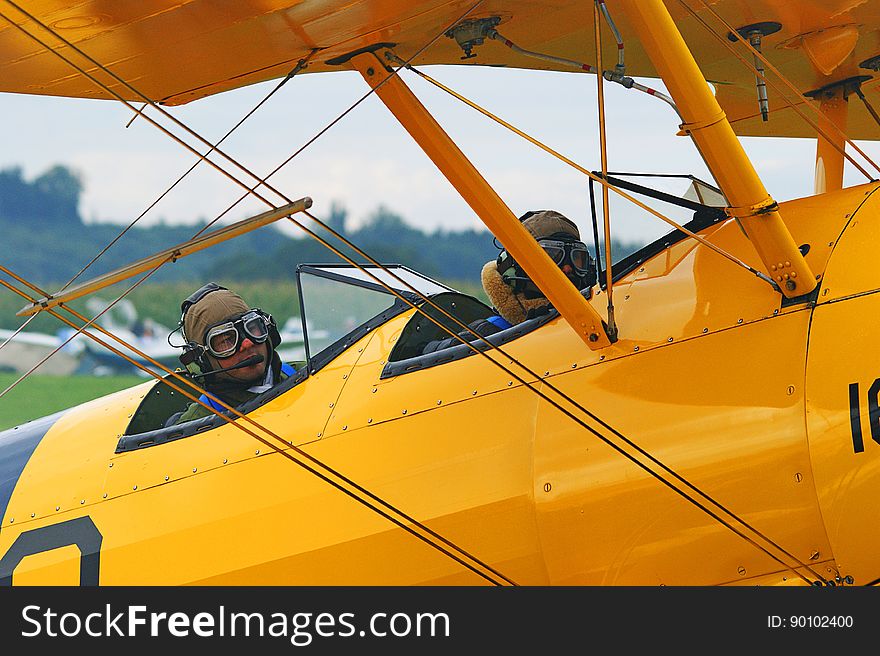 Yellow, Airplane, Aircraft, Aviation