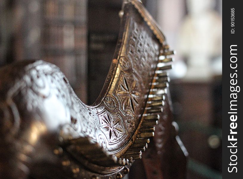 Detail on the Brian Boru celtic harp in Trinity College, Dublin. Detail on the Brian Boru celtic harp in Trinity College, Dublin