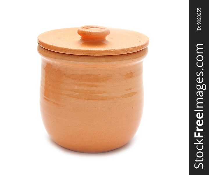 Clay vessel on a white background