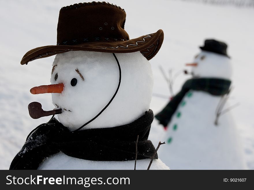 A  beautiful happy snow man