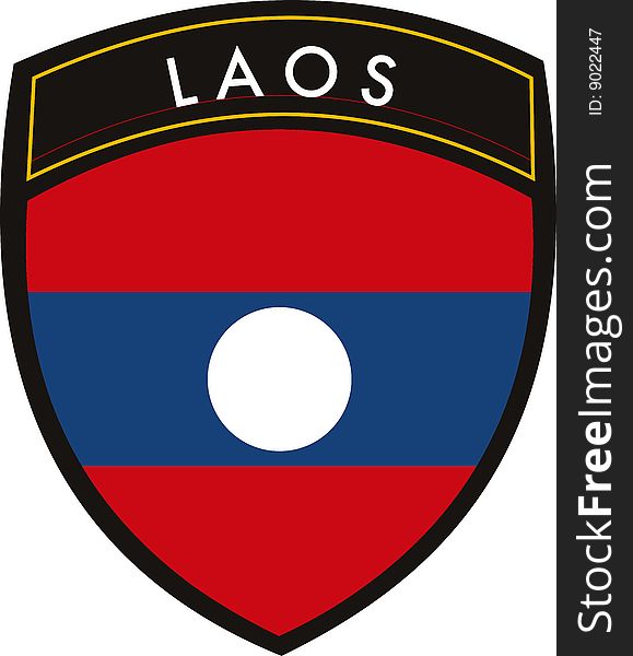 Laos vector crest flag on withe background. Laos vector crest flag on withe background