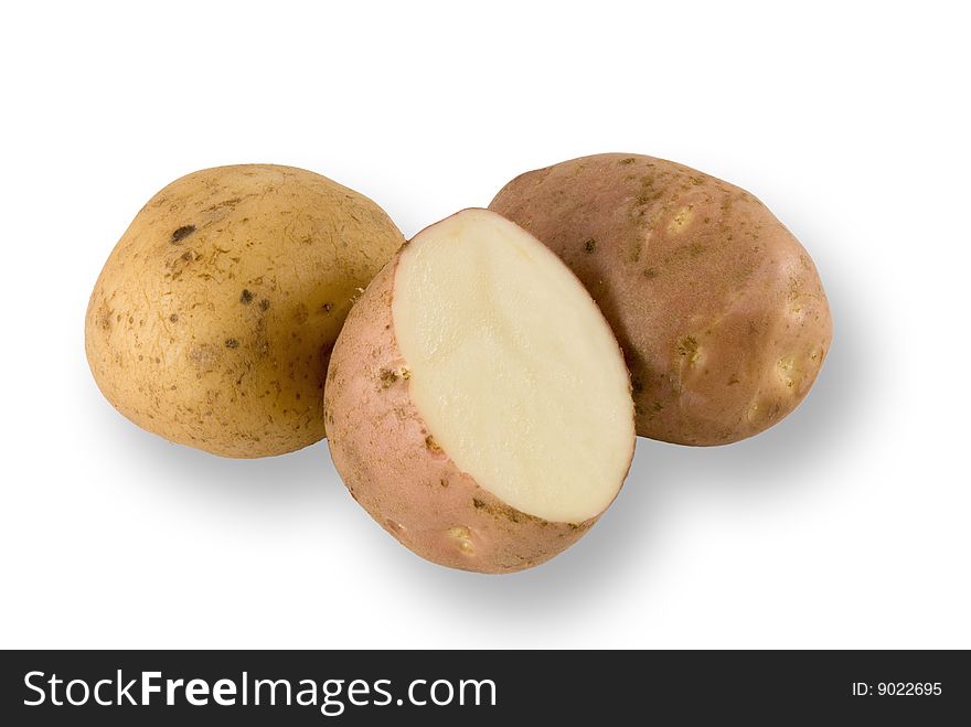 Potato tubers on a white background isolated