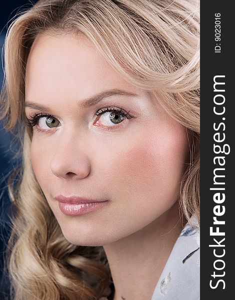 Portrait beatiful woman with makeup isolated in studio. Portrait beatiful woman with makeup isolated in studio