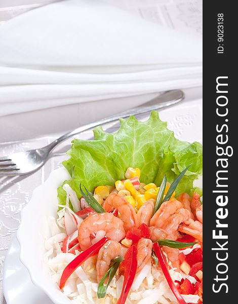 Salad With Prawns And Corn