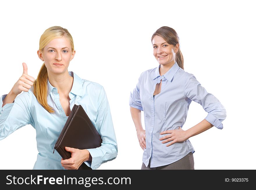 Female business team isolated on white in the studio