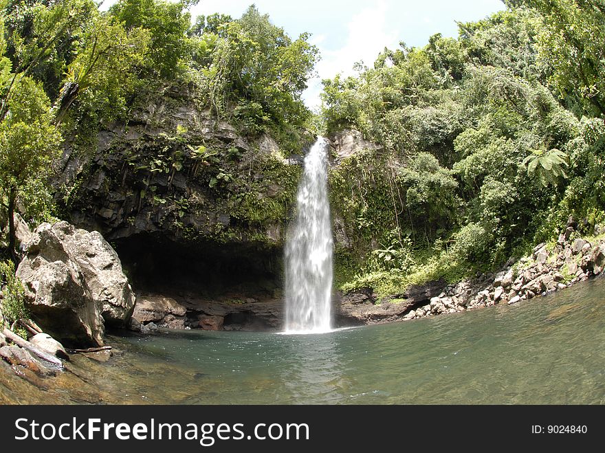 Tavorno waterfall on the Fijian Island of Taveuni