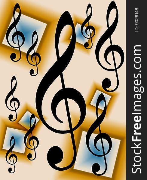 An image of a music background using treble clefs. An image of a music background using treble clefs.