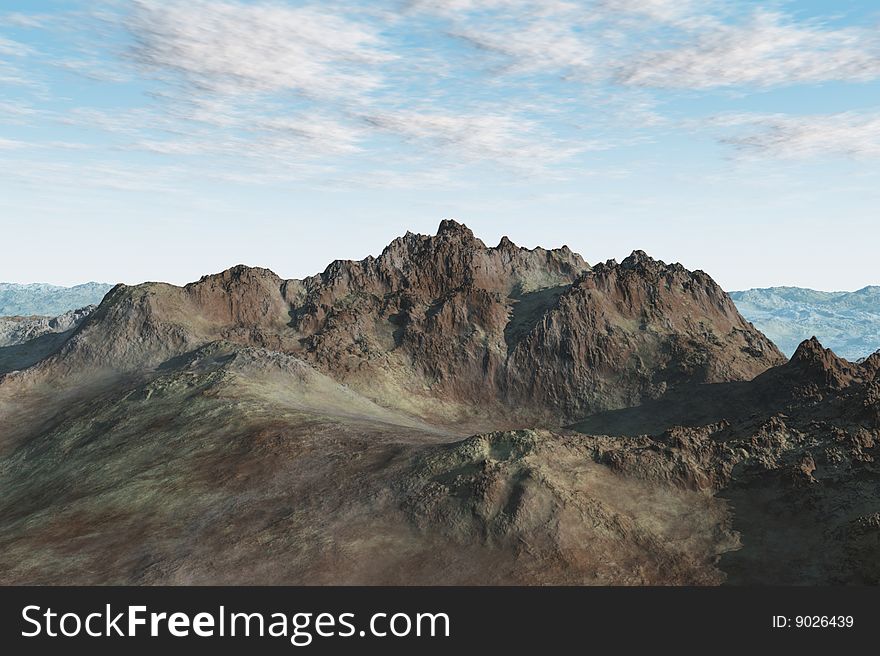 Very isolated mountain landscape with varying shapes and textues. Very isolated mountain landscape with varying shapes and textues.