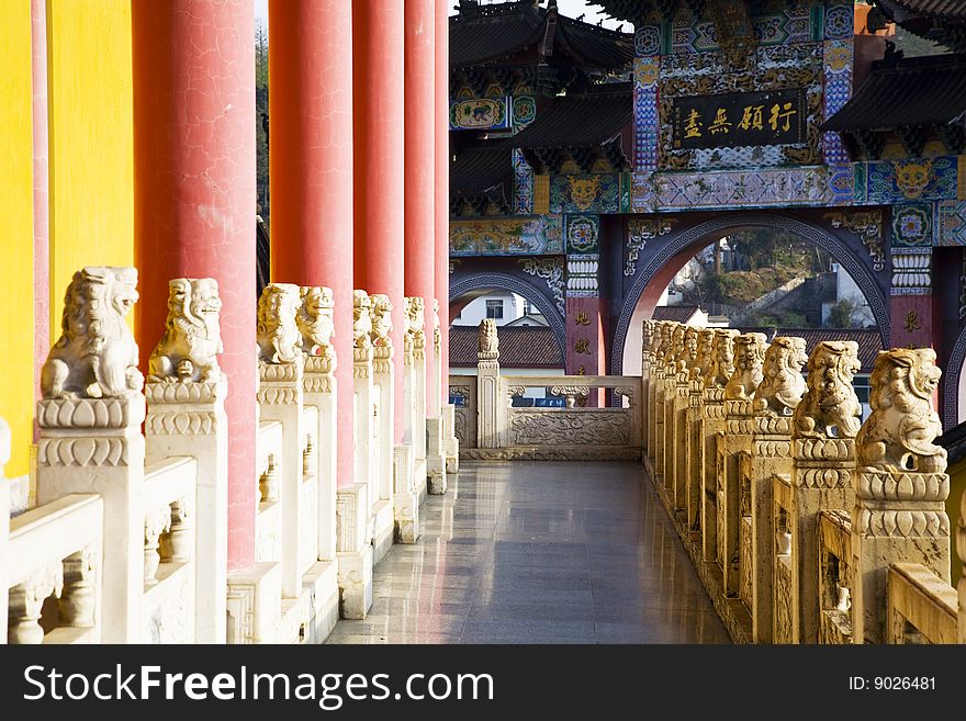 Gallery in the chinese temple. Gallery in the chinese temple