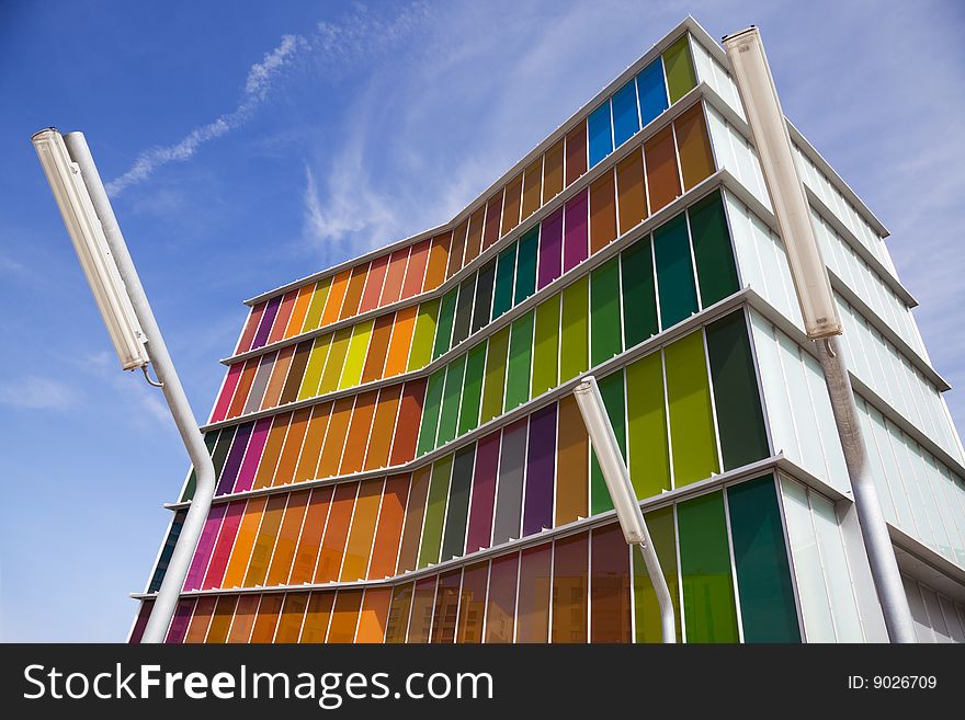 Modern multi colored building from Leon, Spain. Modern multi colored building from Leon, Spain