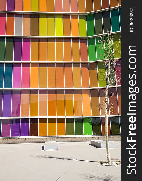 Modern multicolored building from Leon, Spain. Modern multicolored building from Leon, Spain